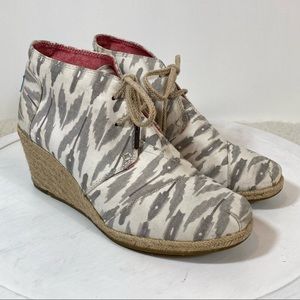 Toms Chukka Ikat Desert Canvas Espadrille Wedge Bootie